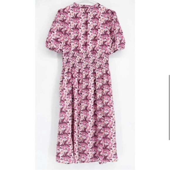 J. Crew Liberty NEW smocked waist butterfield poppy midi dress - Picture 2 of 11